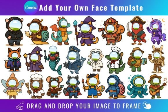 Animal Add Your Own Face Canva Template