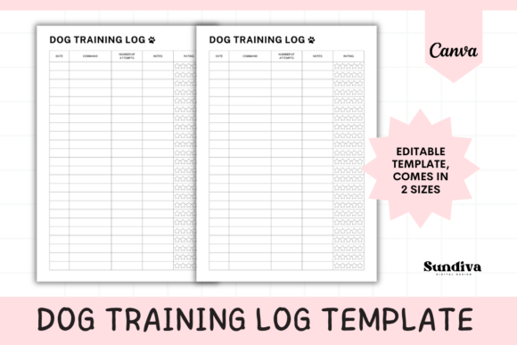 Editable Dog Training Log Template 3: Track Commands and Progress