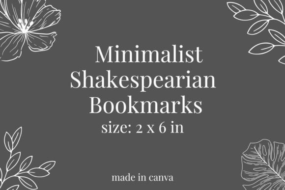 Minimalist Shakespearian Bookmarks Canva: Elegant Reading Tools