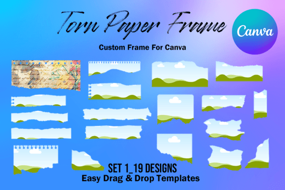 Torn Paper Ripped Canva Frame Template: Raw Edge Design